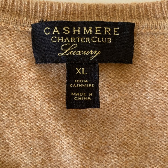 Charter Club 100% Cashmere Camel Crewneck Sweater XL - Picture 3 of 6